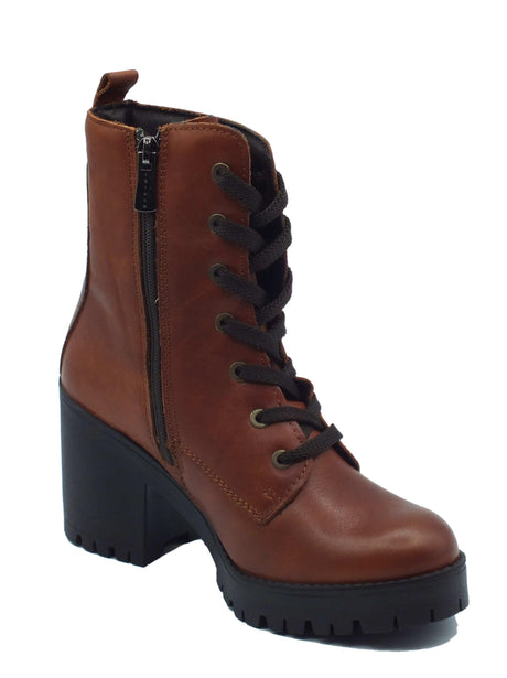 Igi&Co Igi&Co 4665322 Vitello Antik Cognac Tronchetti per Donna in pelle con tacco alto lacci e lampo Cognac