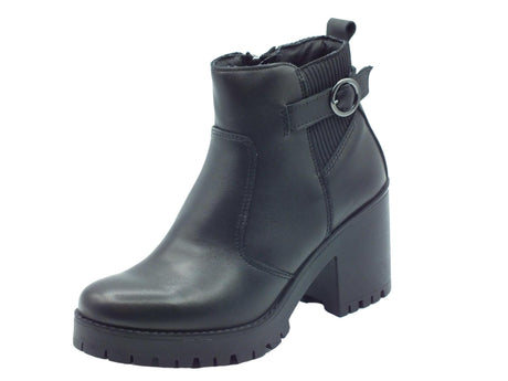 Igi&Co Igi&Co 466550 Nappa Soft Nero Tronchetti con tacco alto per Donna in pelle con lampo Nero