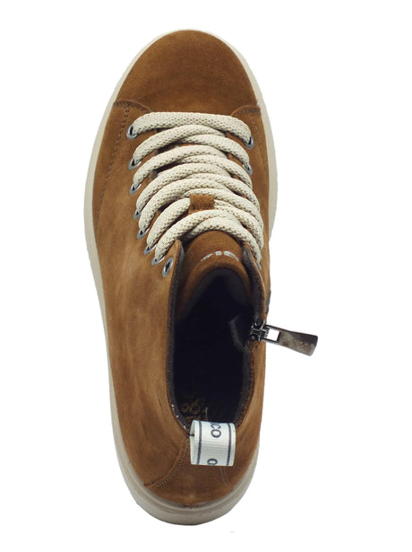 Igi&Co Igi&Co 4667411 Scam Cognac Sneakers con zeppa bassa per Donna in nabuk con lampo e lacci Cognac