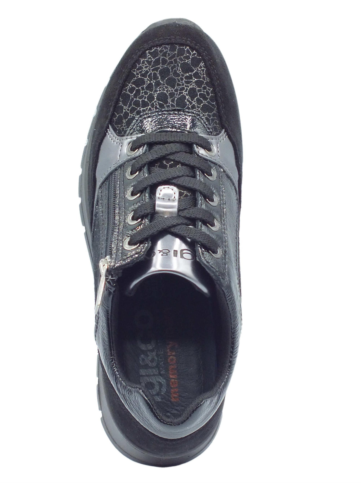 Igi&Co Igi&Co 4673100 Scam Nero Sneakers con zeppa bassa per Donna in nabuk con lacci e lampo Nero