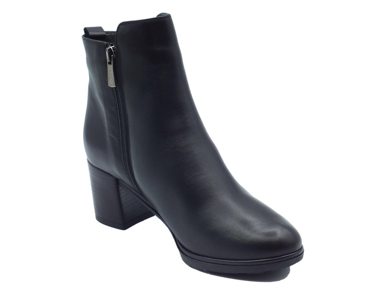 Igi&Co Igi&Co 4695100 Vitello Nero Tronchetti con tacco alto per Donna in pelle con lampo Nero