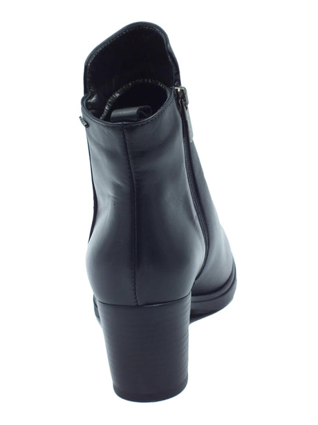 Igi&Co Igi&Co 4695100 Vitello Nero Tronchetti con tacco alto per Donna in pelle con lampo Nero