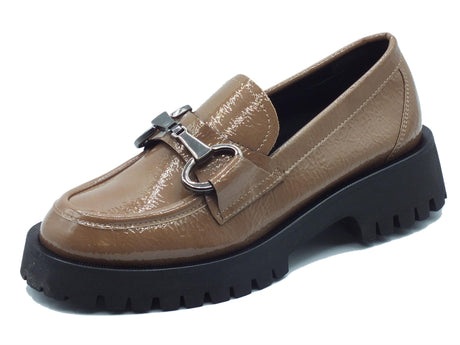 Nacrèe Nacrèe 631R009 Napl Taupe Mocassini eleganti per Donna modello classico in naplak con tacco medio Taupe