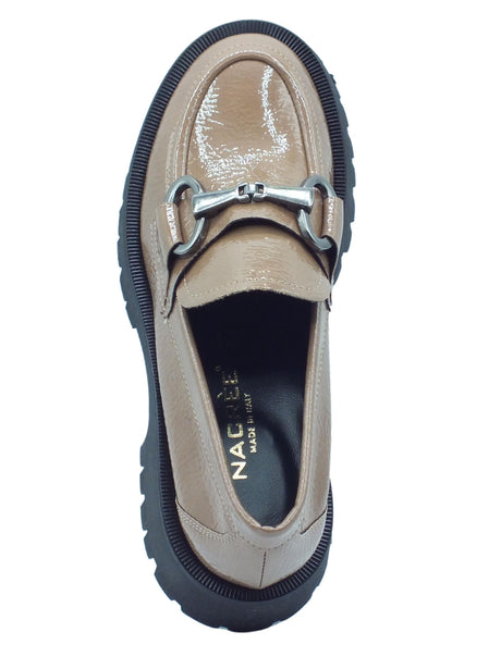 Nacrèe Nacrèe 631R009 Napl Taupe Mocassini eleganti per Donna modello classico in naplak con tacco medio Taupe