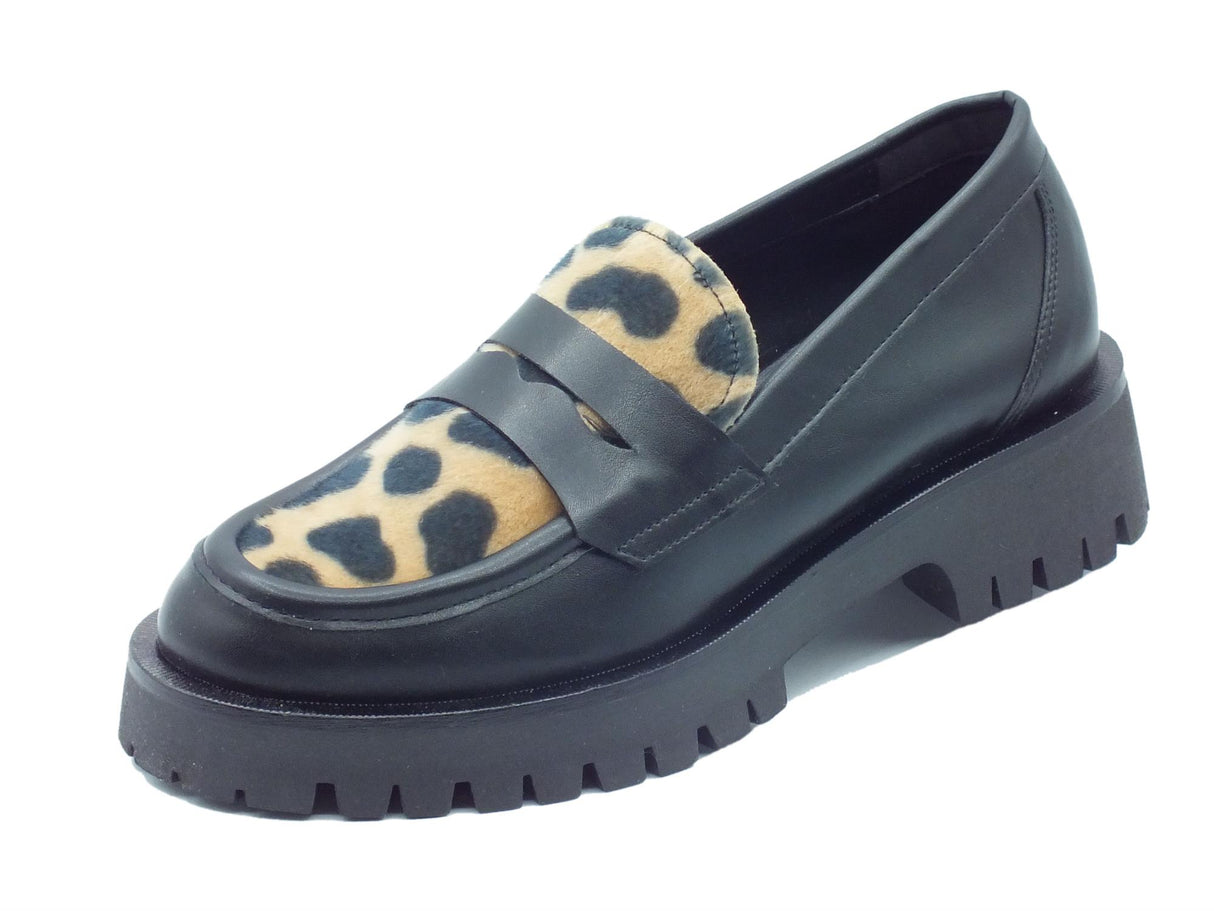 Nacrèe Nacrèe 631R002 Vit Ner Par Mi Mocassini per Donna animal leopardo zeppa bassa nero