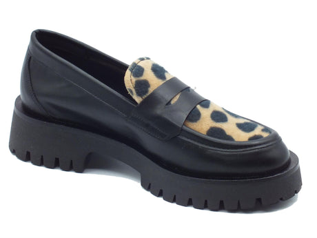 Nacrèe Nacrèe 631R002 Vit Ner Par Mi Mocassini per Donna animal leopardo zeppa bassa nero