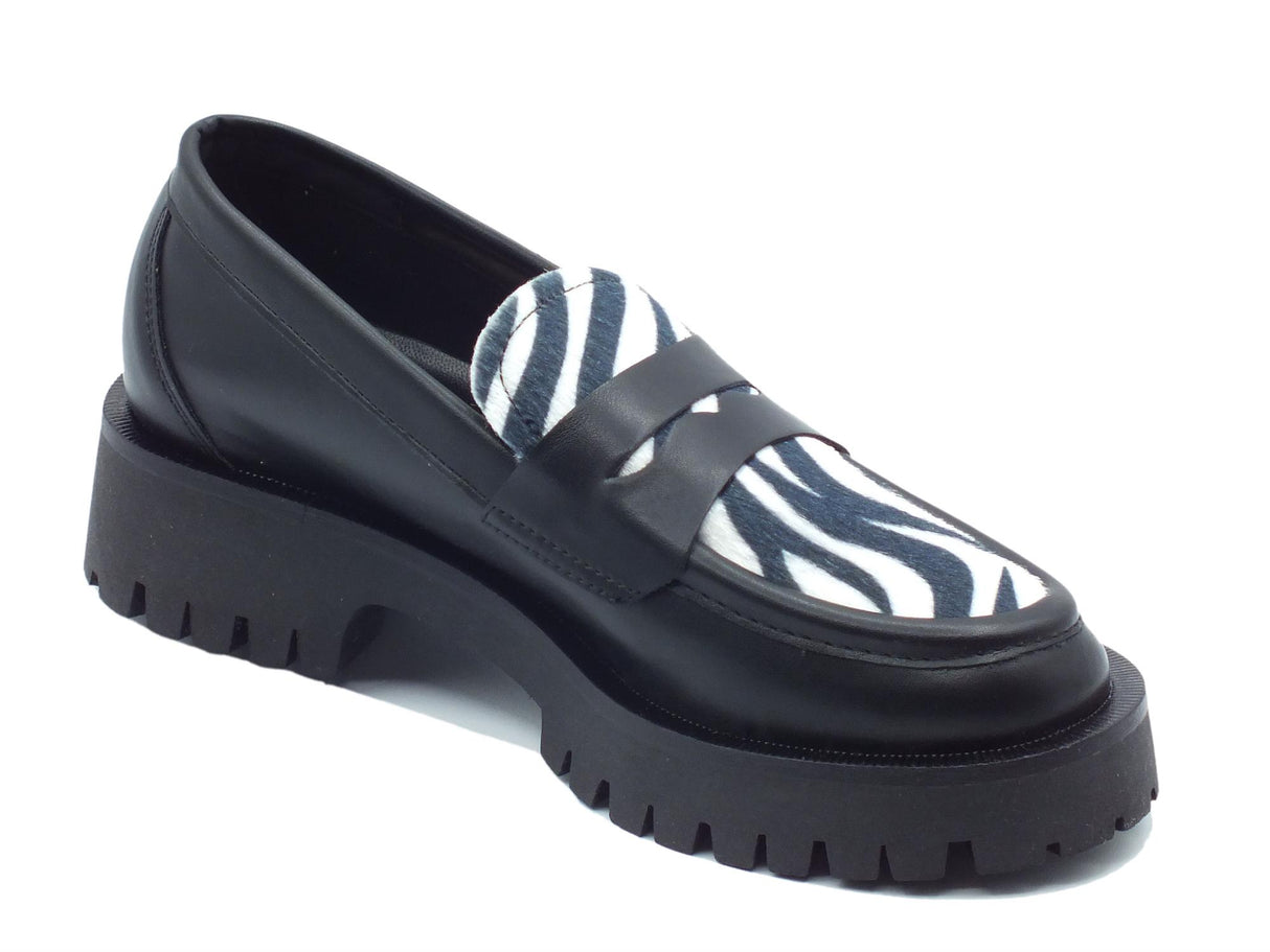 Nacrèe Nacrèe 631R002 Vit Ner Zeb Bn Mocassini per Donna animal zebra zeppa bassa nero