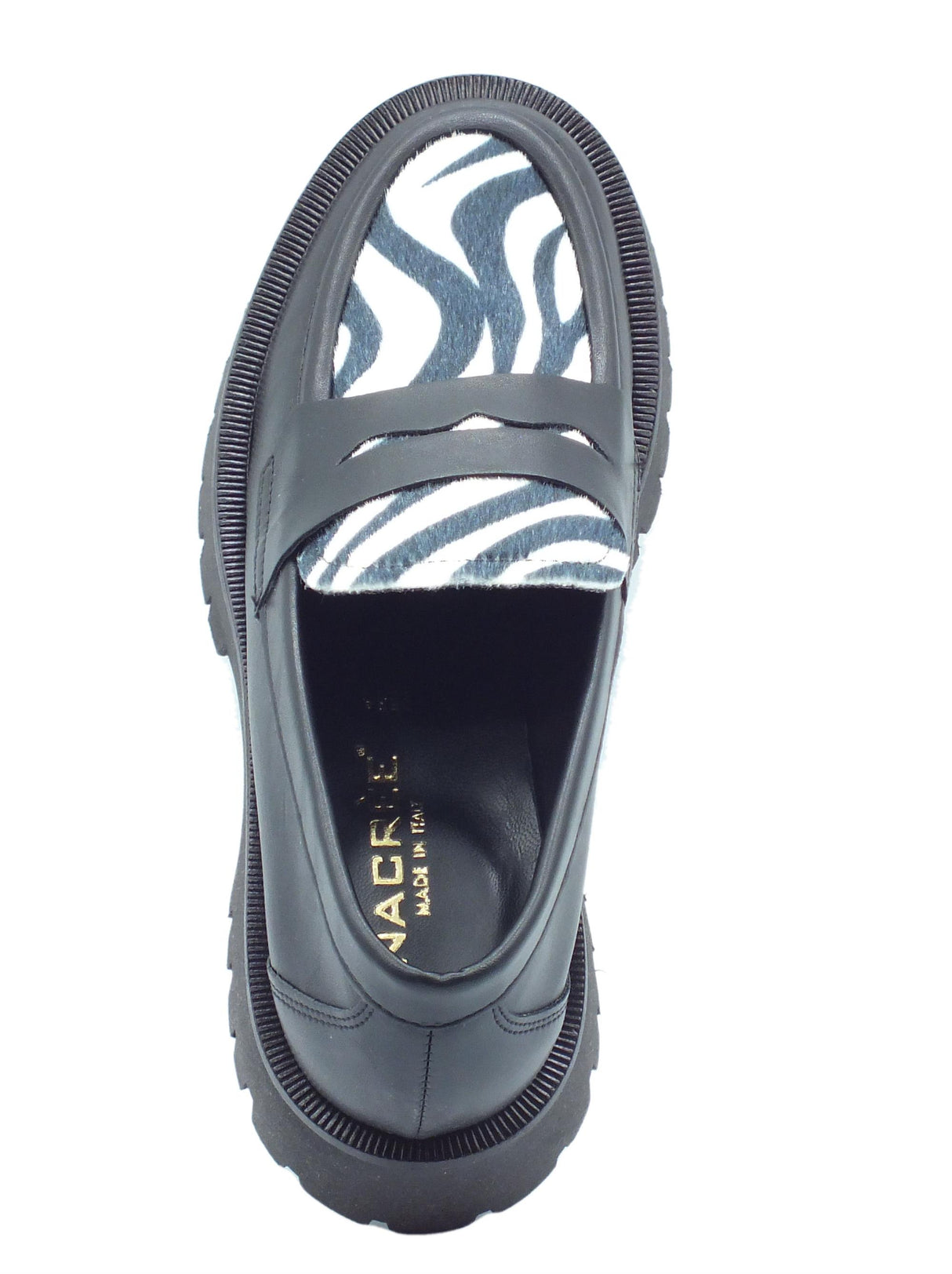 Nacrèe Nacrèe 631R002 Vit Ner Zeb Bn Mocassini per Donna animal zebra zeppa bassa nero