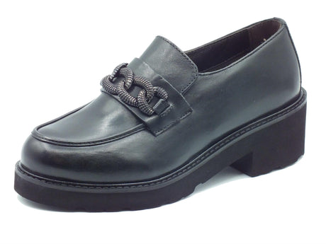 Melluso Melluso 034321 Nero Mocassini comfort per Donna in pelle con tacco medio Nero