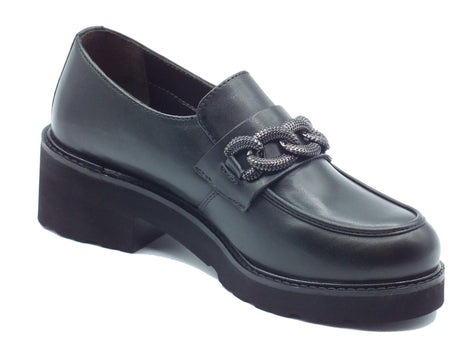 Melluso Melluso 034321 Nero Mocassini comfort per Donna in pelle con tacco medio Nero