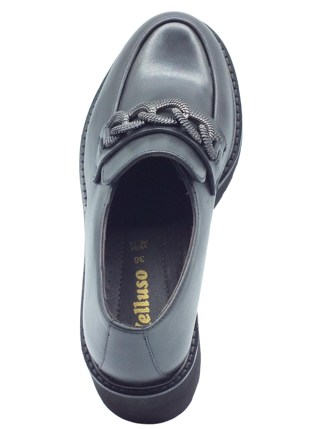 Melluso Melluso 034321 Nero Mocassini comfort per Donna in pelle con tacco medio Nero