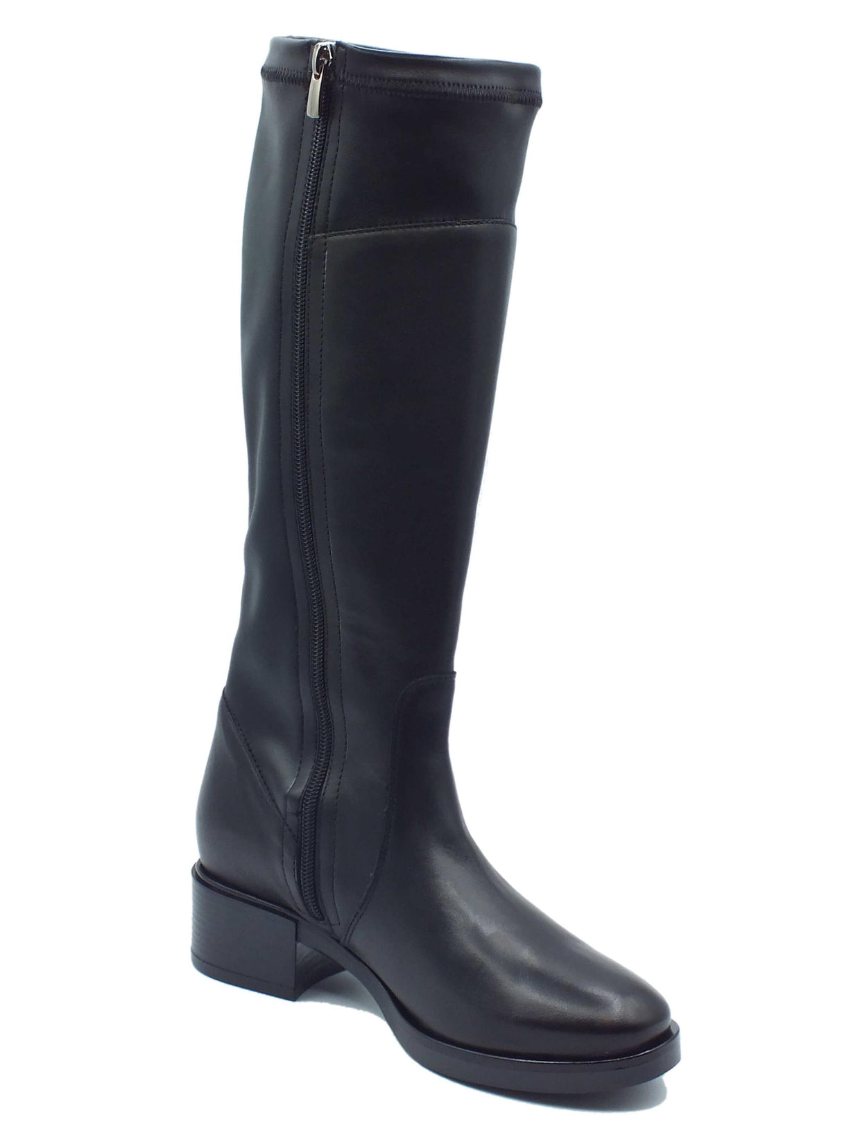 Melluso Melluso K91854D Nero Stivali con tacco basso per Donna in pelle e tessuto elasticizzato Nero