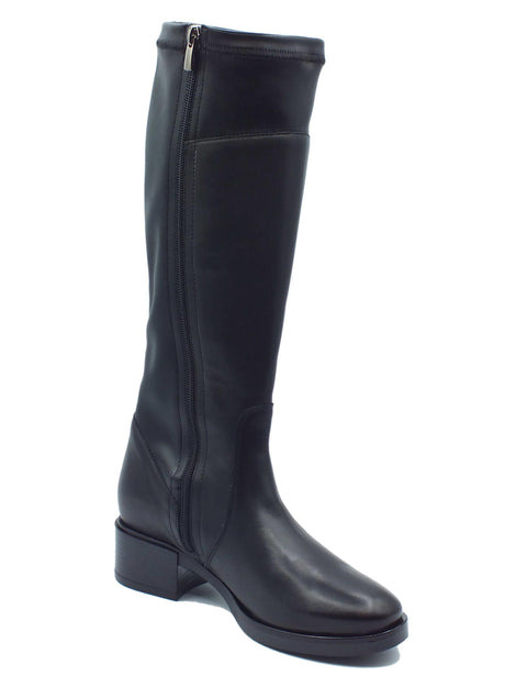 Melluso Melluso K91854D Nero Stivali con tacco basso per Donna in pelle e tessuto elasticizzato Nero