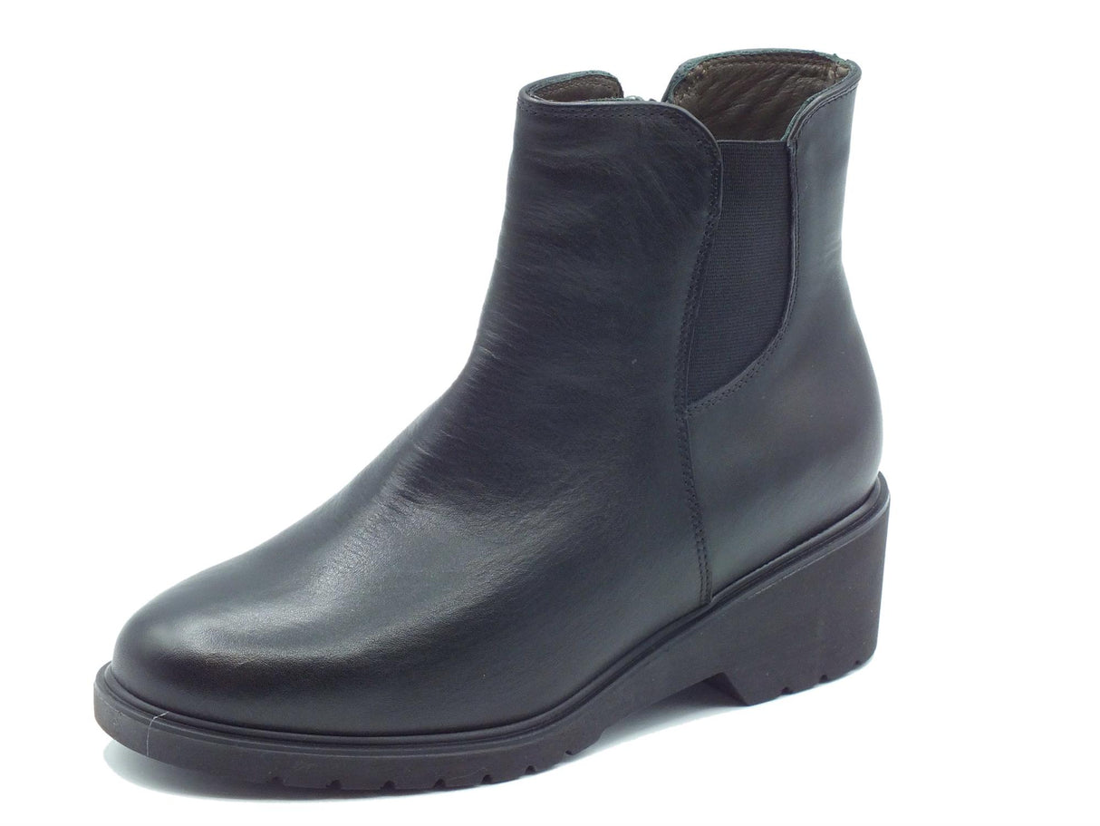 Melluso Melluso R35600D Martina Nero Tronchetti con zeppa per Donna in pelle con lampo Nero