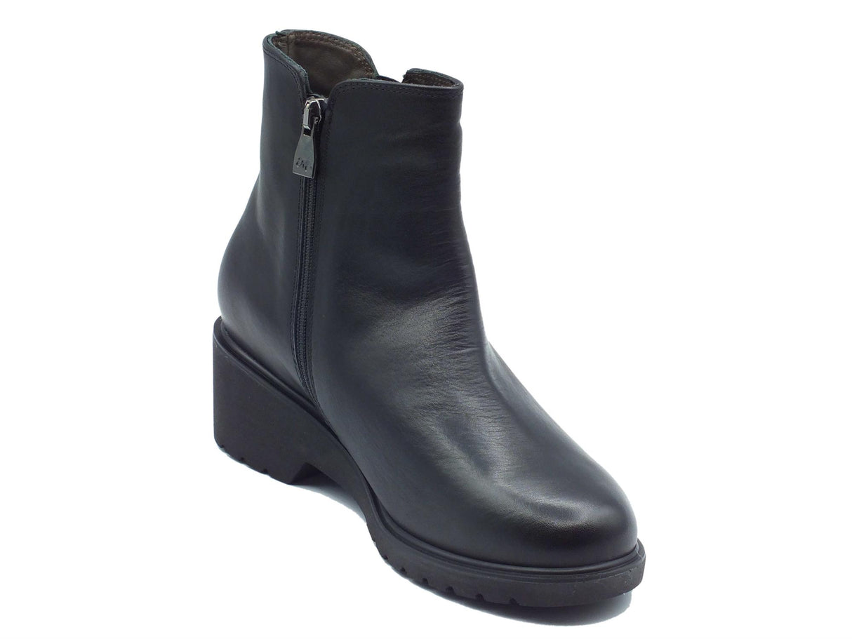 Melluso Melluso R35600D Martina Nero Tronchetti con zeppa per Donna in pelle con lampo Nero