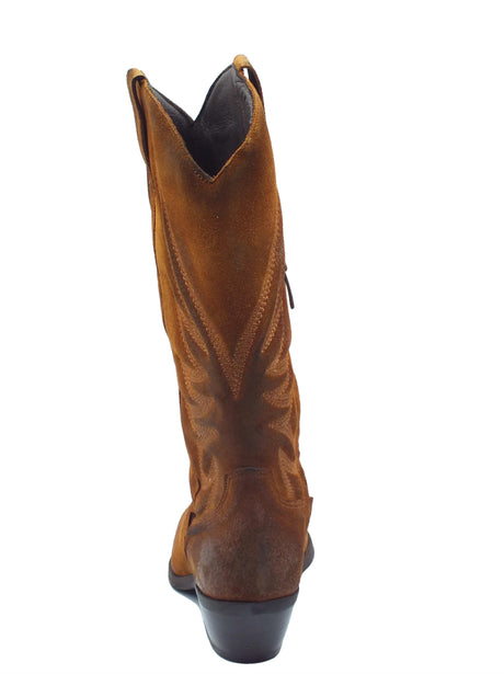 Metisse Metisse DX607 Ingrassato Cuoio Stivali Texani per Donna in nabuk ingrassato con ricamo Cuoio