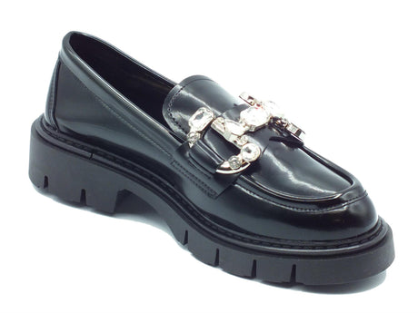 Nacrèe Nacrèe 6383005 Pool Nero Mocassini classici con zirconi per Donna tacco medio Nero