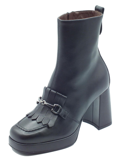 Nero Giardini NeroGiardini I308218D Guanto Nero Tronchetti accollati Donna in pelle liscia lampo e tacco alto Guanto Nero