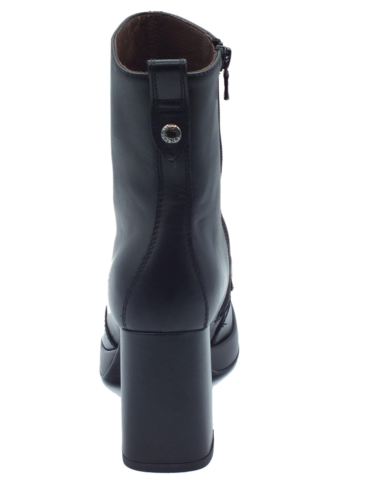 Nero Giardini NeroGiardini I308218D Guanto Nero Tronchetti accollati Donna in pelle liscia lampo e tacco alto Guanto Nero