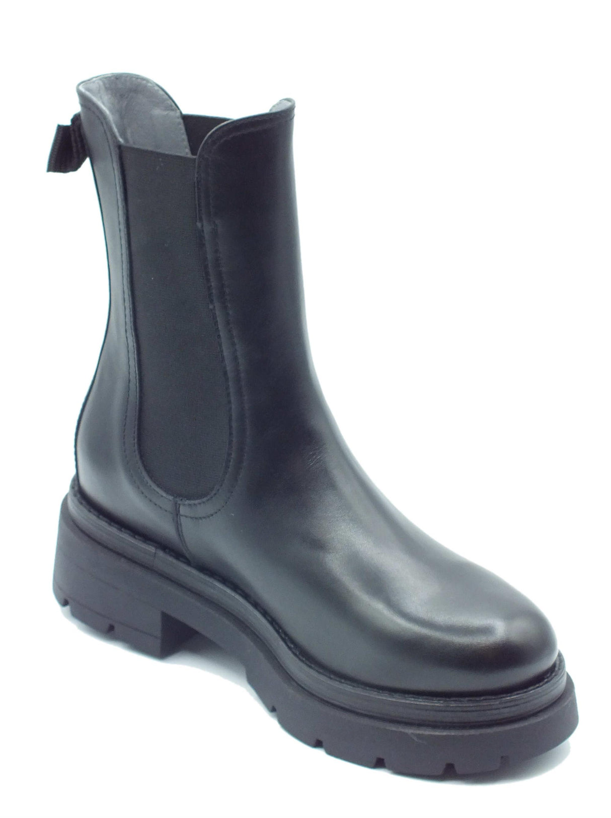 Nero Giardini NeroGiardini I309153D Guanto Nero Tronchetti accollati Donna in pelle doppio elastico e tacco basso Nero