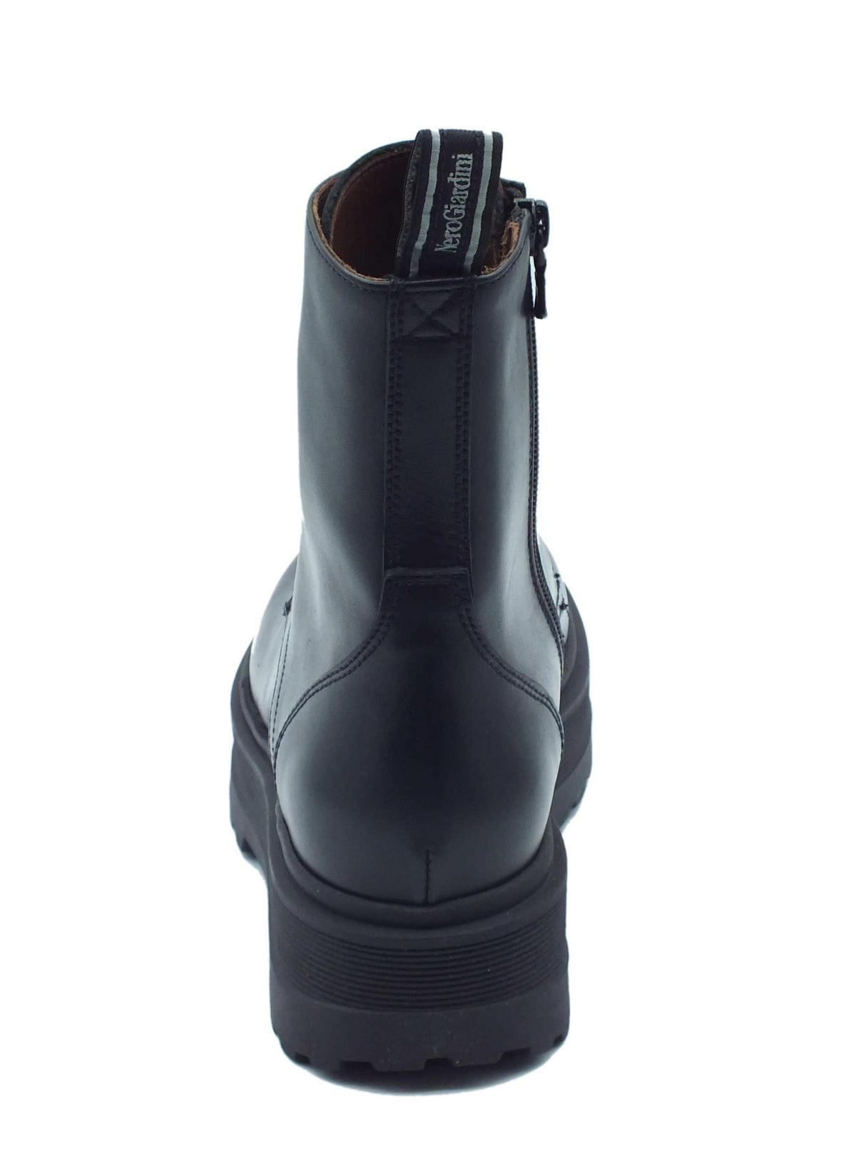 Nero Giardini NeroGiardini I309190D Nero Anfibi per Donna in pelle con lacci e lampo tacco alto Nero