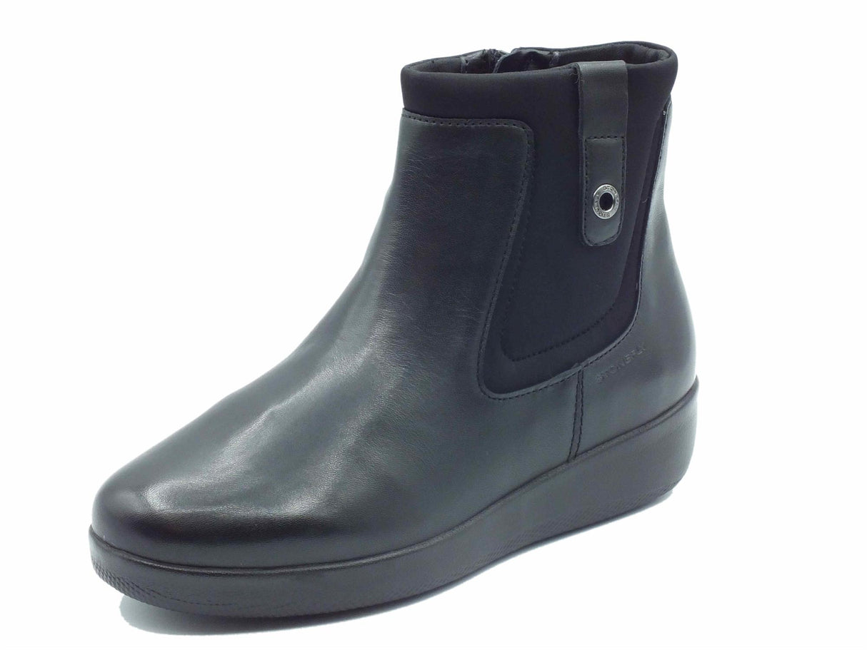 Stonefly Stonefly 218406 Paseo Nappa Black Tronchetti per Donna in pelle con zeppa media Black