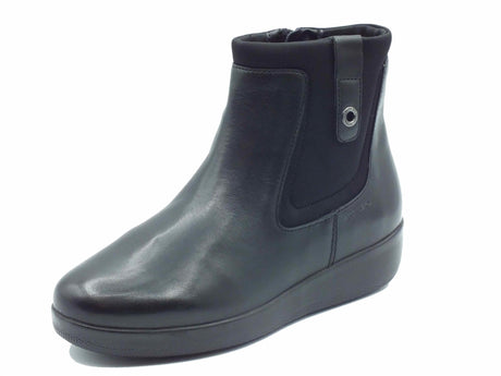 Stonefly Stonefly 218406 Paseo Nappa Black Tronchetti per Donna in pelle con zeppa media Black