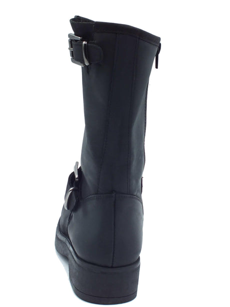 Stelio Malori STM - Stelio Malori 1300 Sullivan Nero Stivali per Donna in pelle con lampo e taglio trasversale Nero