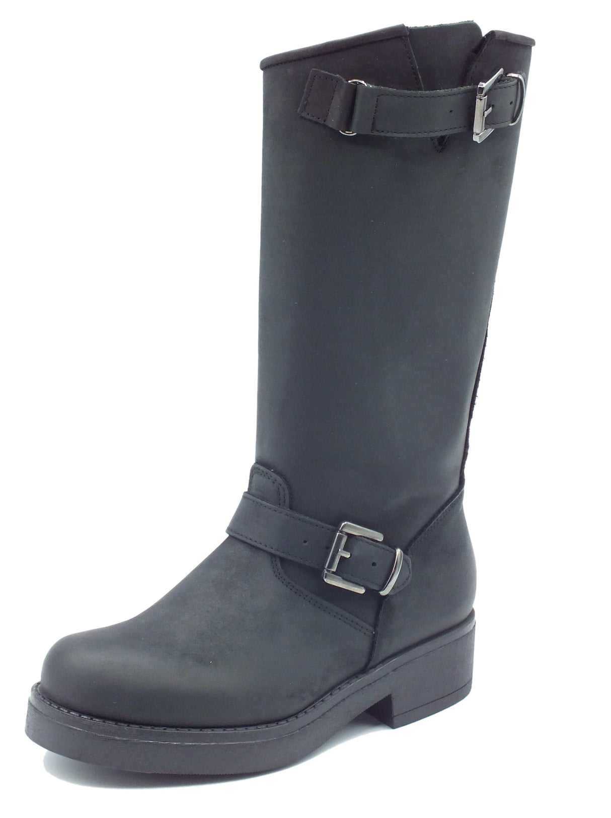 Stelio Malori STM - Stelio Malori 2000 Sullivan Nero Stivali per Donna in pelle con lampo e taglio trasversale Nero