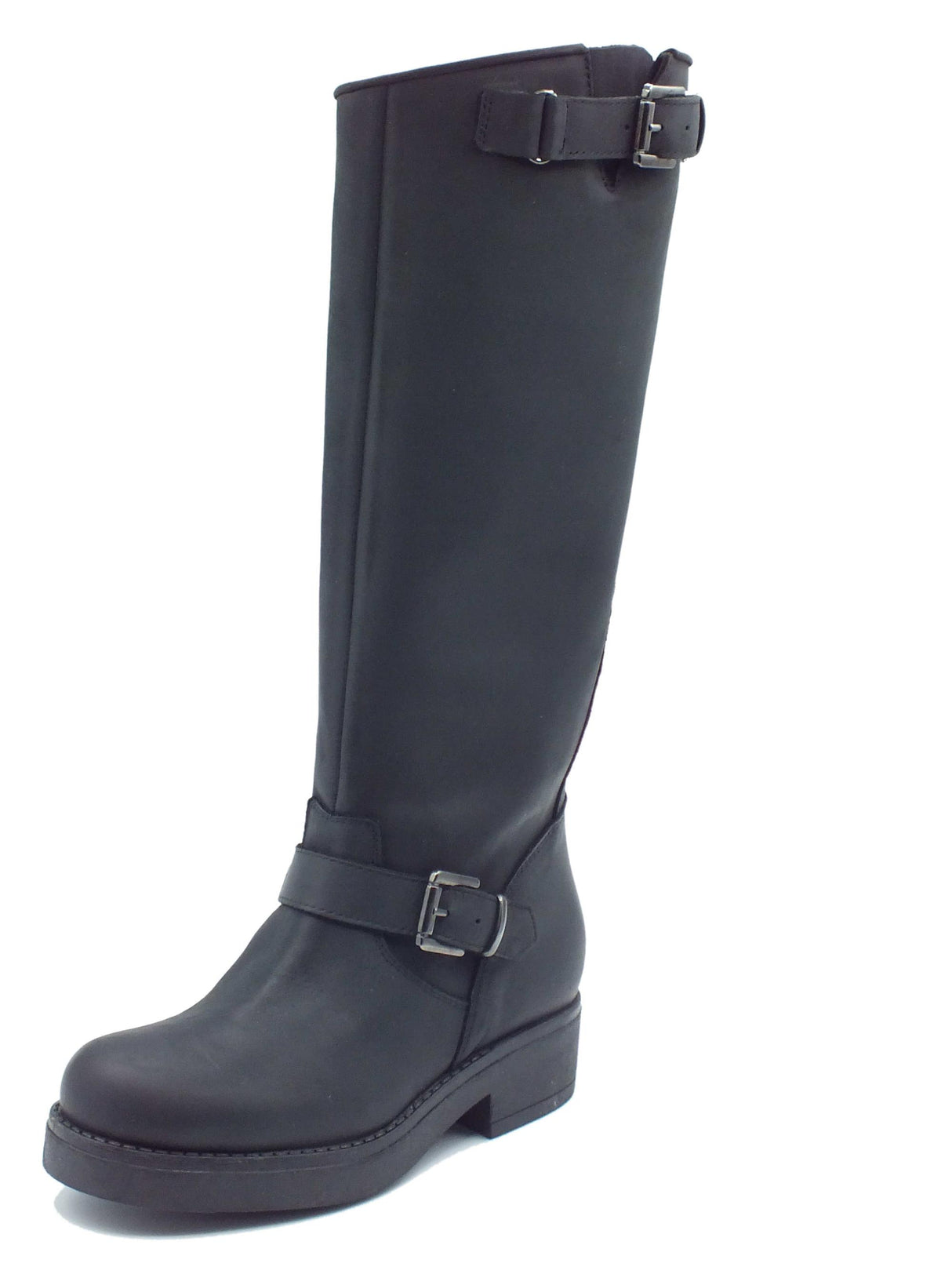 Stelio Malori STM - Stelio Malori 4034 Sullivan Nero Stivali per Donna in pelle con lampo e taglio trasversale Nero