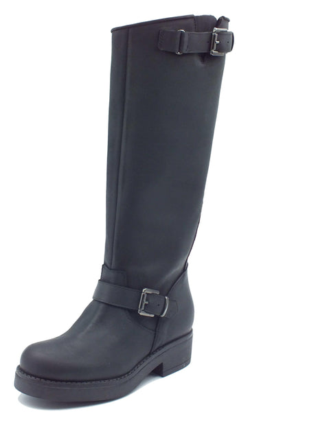 Stelio Malori STM - Stelio Malori 4034 Sullivan Nero Stivali per Donna in pelle con lampo e taglio trasversale Nero