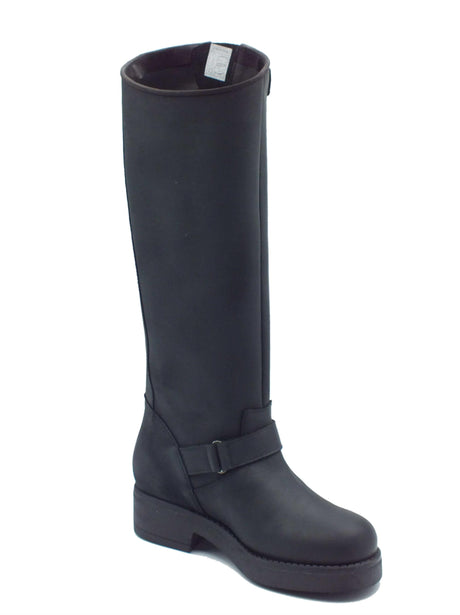 Stelio Malori STM - Stelio Malori 4034 Sullivan Nero Stivali per Donna in pelle con lampo e taglio trasversale Nero