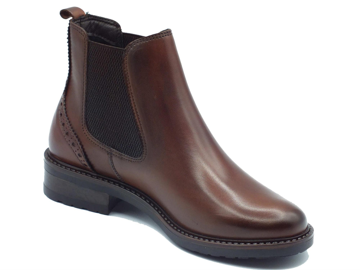 Valleverde Valleverde 47520 Vitello Marrone Tronchetti Beatles per Donna in pelle con elastico Marrone