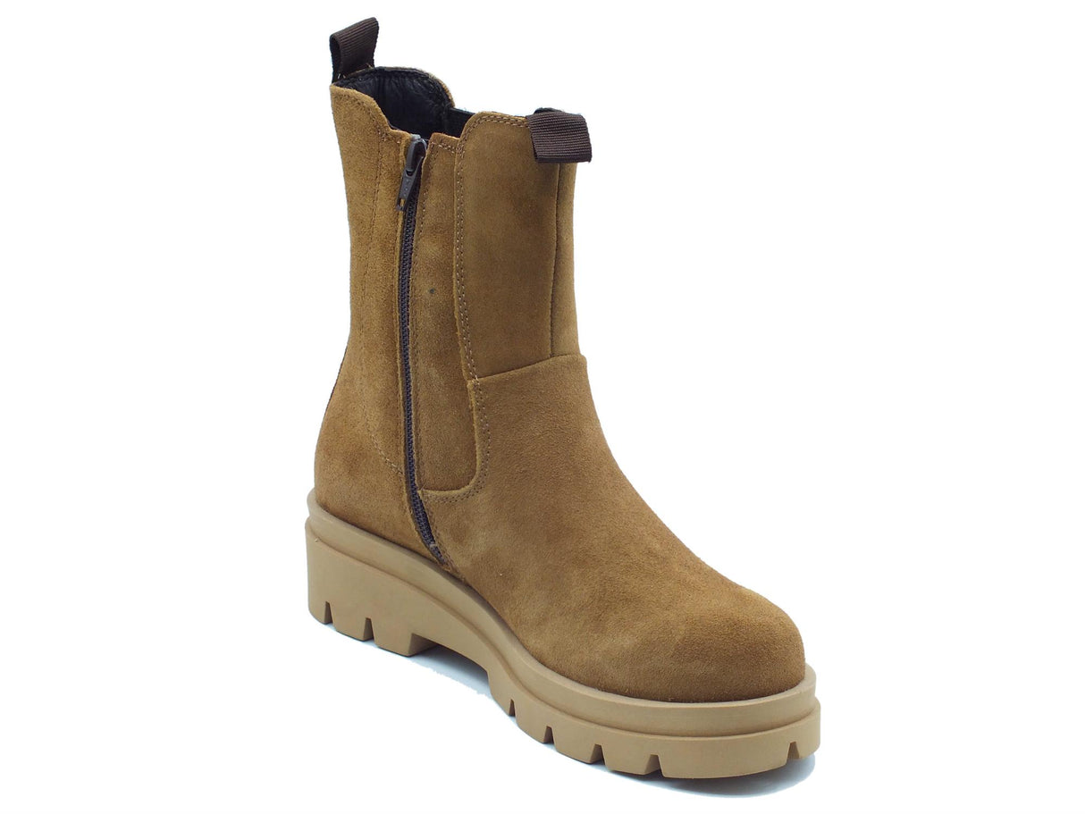 Valleverde Valleverde 49220 Camoscio Daino Scarponcini per Donna in nabuk con lampo ed elastico laterale Daino