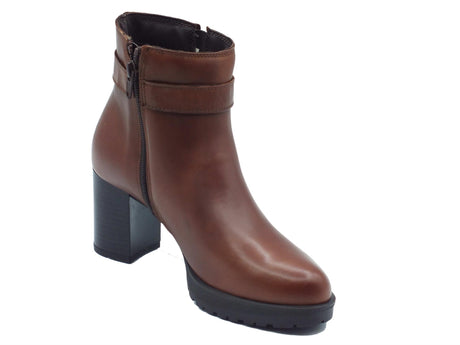 Valleverde Valleverde 49362 Nappa Marrone Tronchetti per Donna in pelle con lampo e tacco alto Marrone