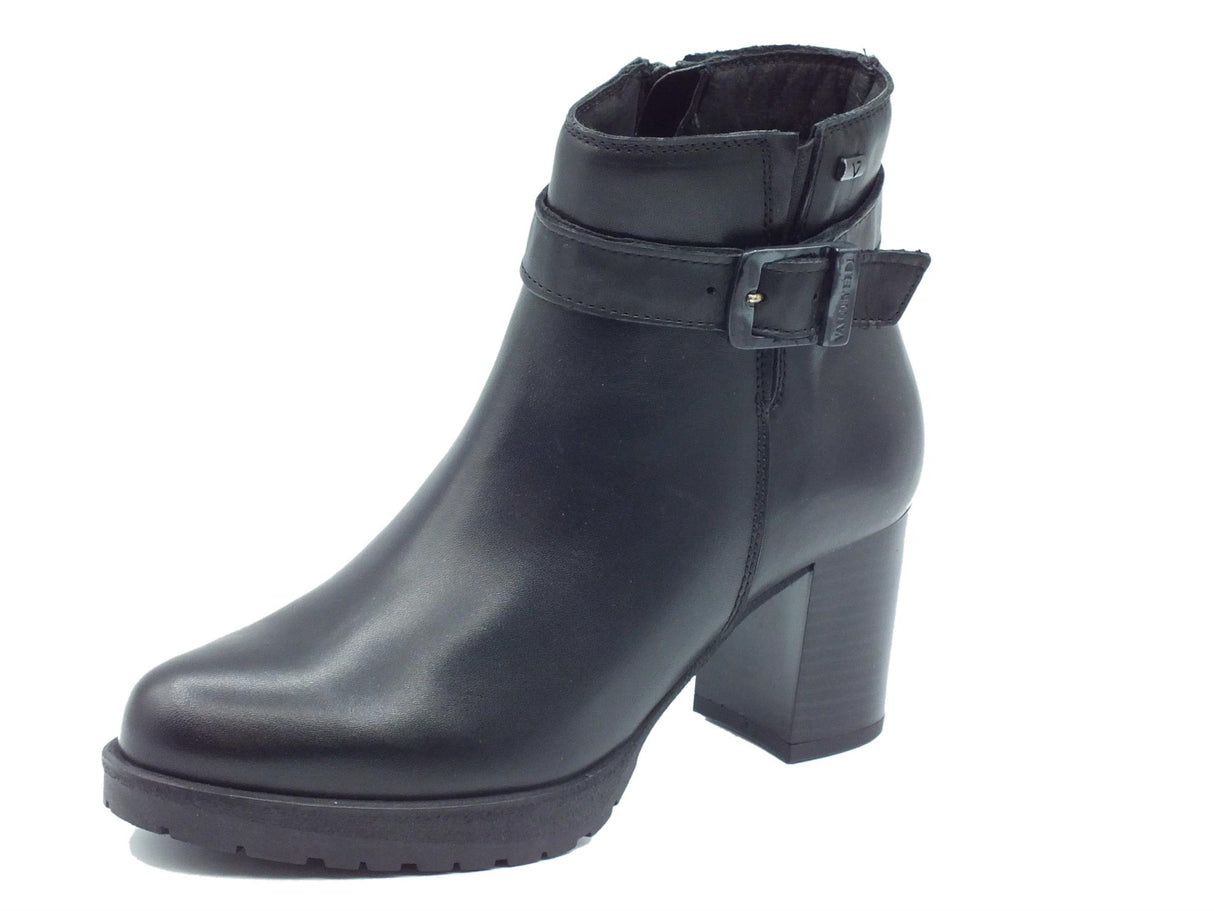 Valleverde Valleverde 49362 Nappa Nero Tronchetti per Donna in pelle con lampo e tacco alto Nero