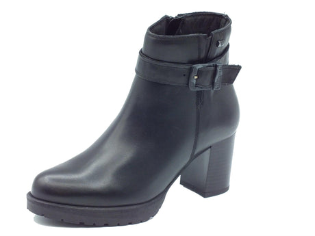 Valleverde Valleverde 49362 Nappa Nero Tronchetti per Donna in pelle con lampo e tacco alto Nero