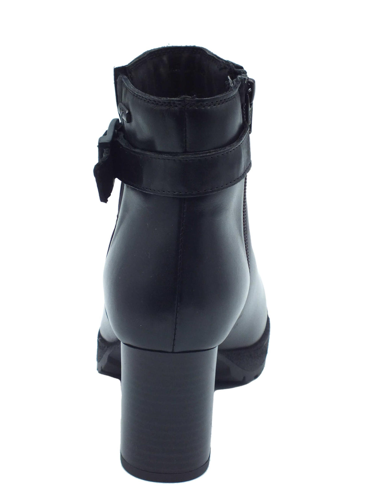 Valleverde Valleverde 49362 Nappa Nero Tronchetti per Donna in pelle con lampo e tacco alto Nero