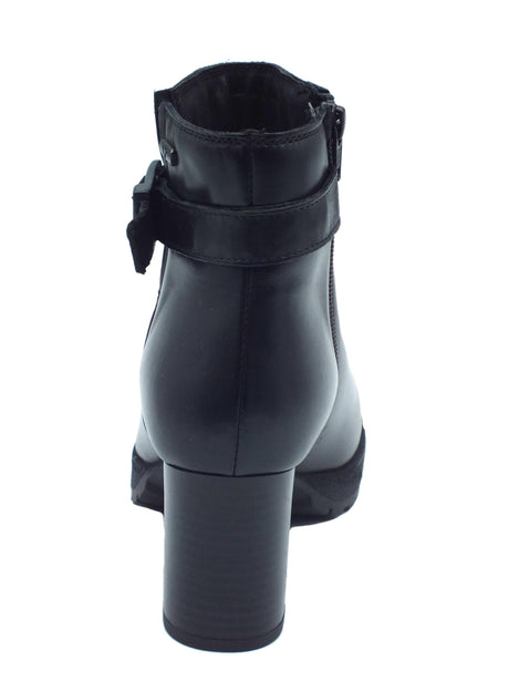 Valleverde Valleverde 49362 Nappa Nero Tronchetti per Donna in pelle con lampo e tacco alto Nero