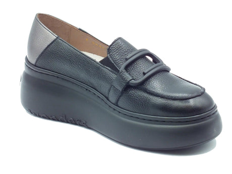 Wonders Wonders A-2641 Wild Negro Mocassini per Donna in pelle con zeppa alta Wild Negro