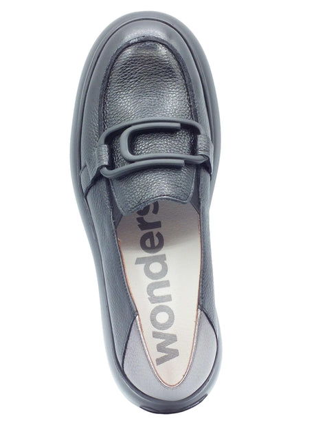 Wonders Wonders A-2641 Wild Negro Mocassini per Donna in pelle con zeppa alta Wild Negro