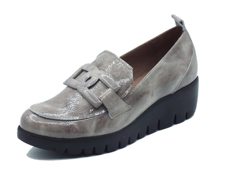 Wonders Wonders C-33303 Iris Gris Mocassini per Donna in pelle verniciata con zeppa alta Iris Gris