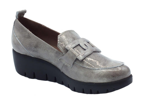 Wonders Wonders C-33303 Iris Gris Mocassini per Donna in pelle verniciata con zeppa alta Iris Gris