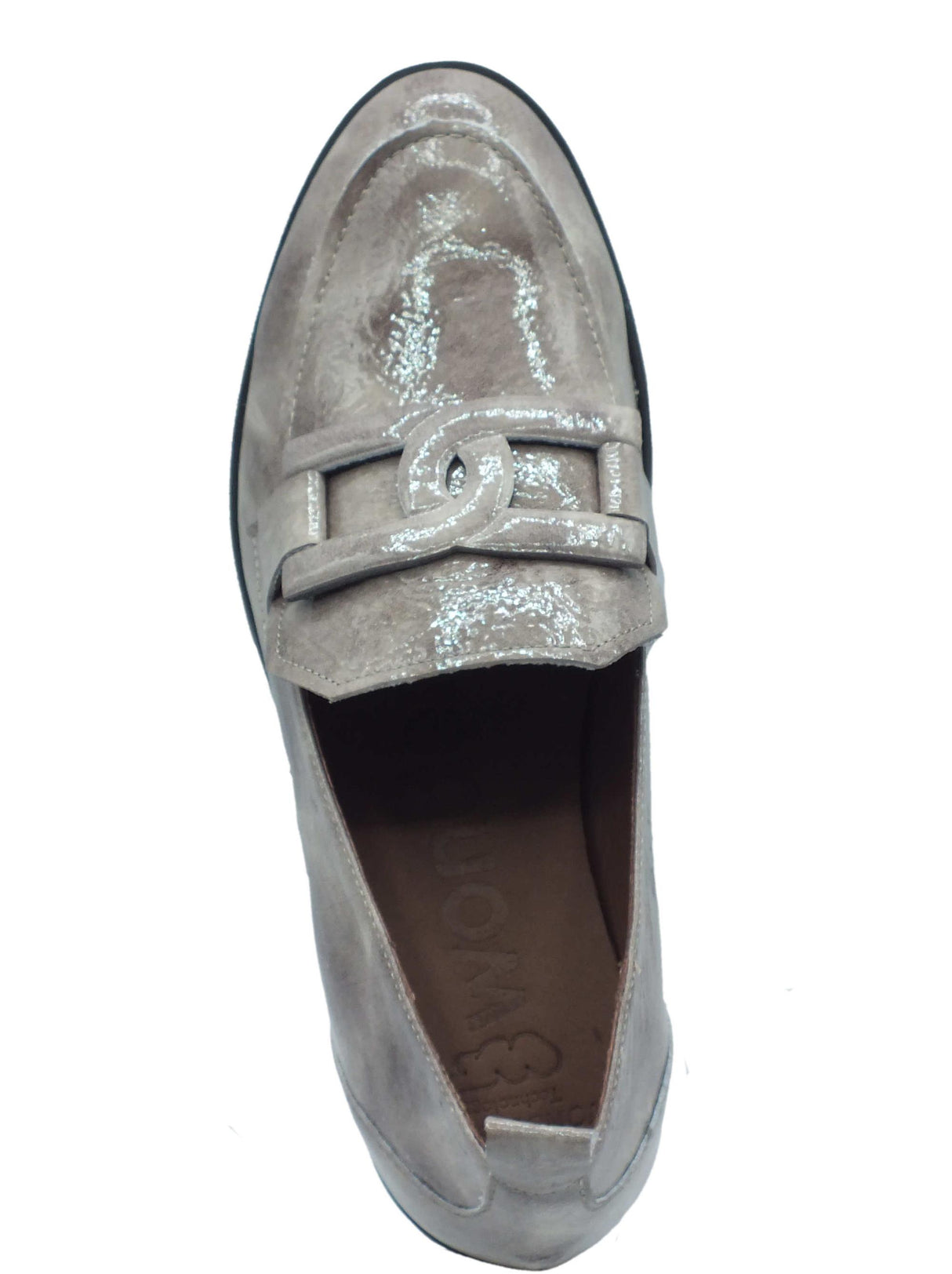 Wonders Wonders C-33303 Iris Gris Mocassini per Donna in pelle verniciata con zeppa alta Iris Gris
