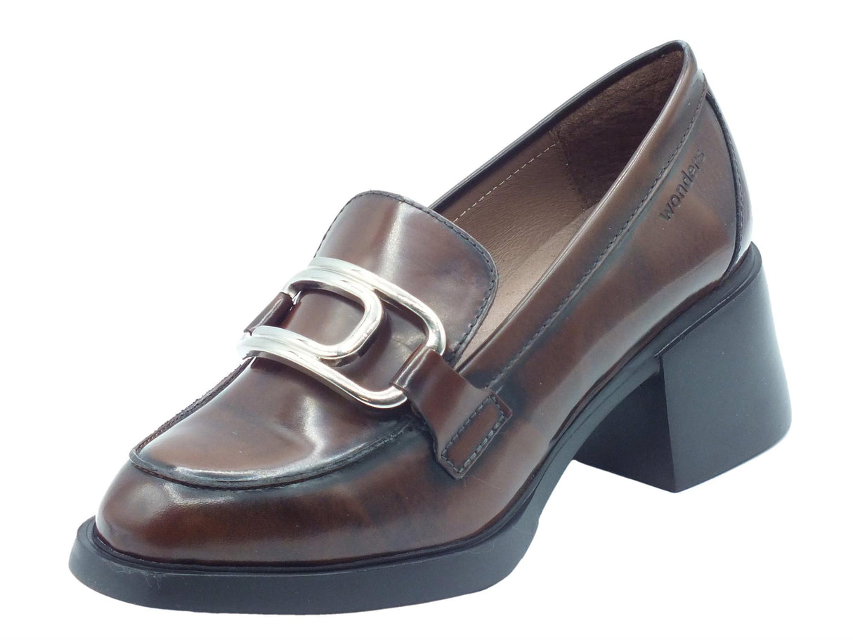 Wonders Wonders G-6140 Kimba Regata Cuero Mocassini per Donna in pelle cuoio con tacco alto Cuero