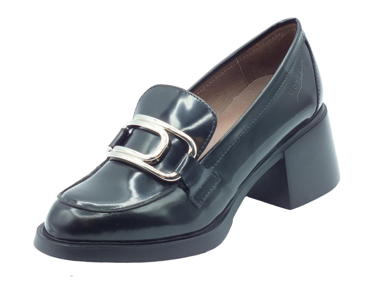 Wonders Wonders G-6140 Kimba Regata Negro Mocassini per Donna in pelle nera con tacco alto nero