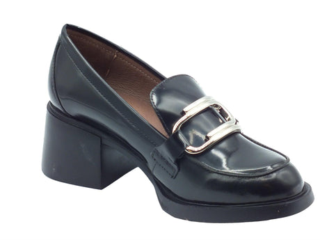 Wonders Wonders G-6140 Kimba Regata Negro Mocassini per Donna in pelle nera con tacco alto nero