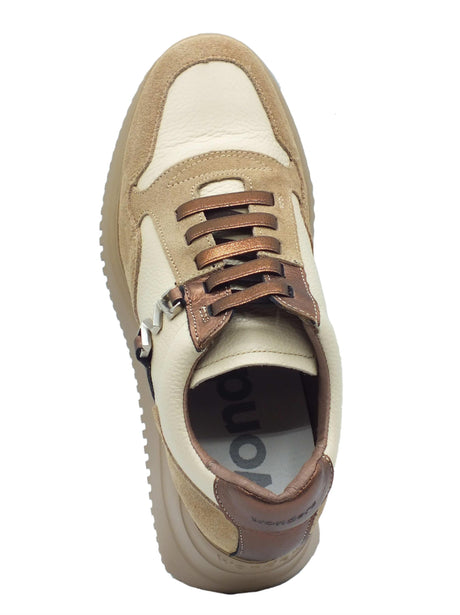 Wonders Wonders G-6610 Trend Wild Cream Sneakers Sportive per Donna in nabuk e pelle zeppa alta Cream