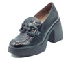 Wonders Wonders H-4941 Tucson Caribu Negro Mocassini per Donna in pelle verniciata nera con tacco alto Caribu Negro