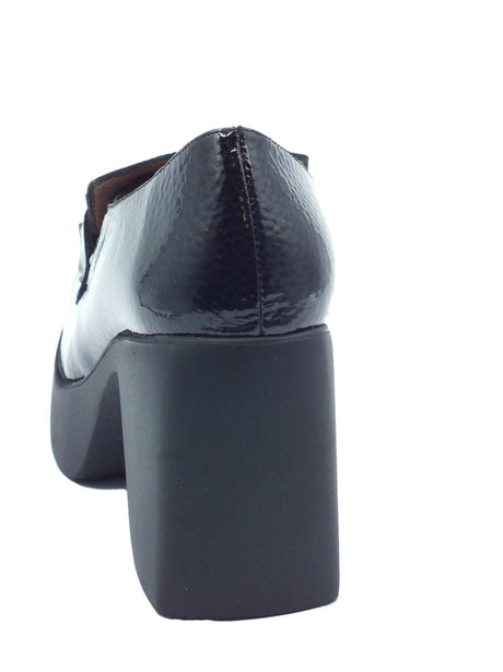 Wonders Wonders H-4941 Tucson Caribu Negro Mocassini per Donna in pelle verniciata nera con tacco alto Caribu Negro